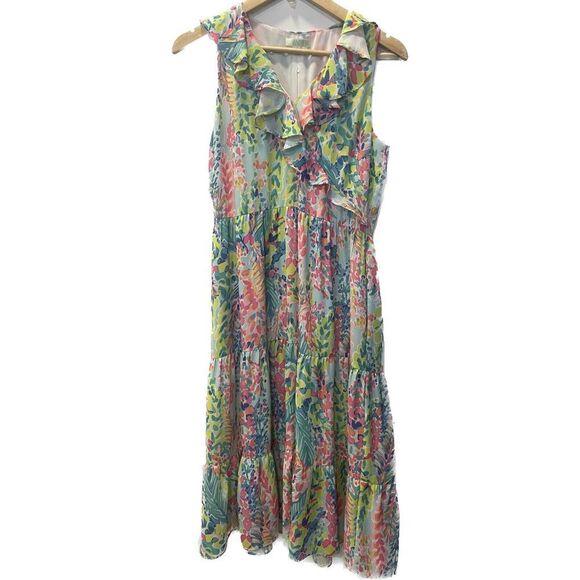 Kenny Flowers Dresses & Skirts - Floral‎ Print Jade Melody Tam Tiered Ruffle Dress Size Small
